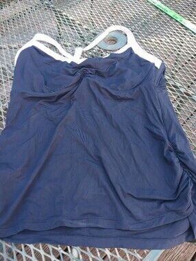 Seafolly "BLOCK PARTY" INDIGO TANKINI TOP US 14DD